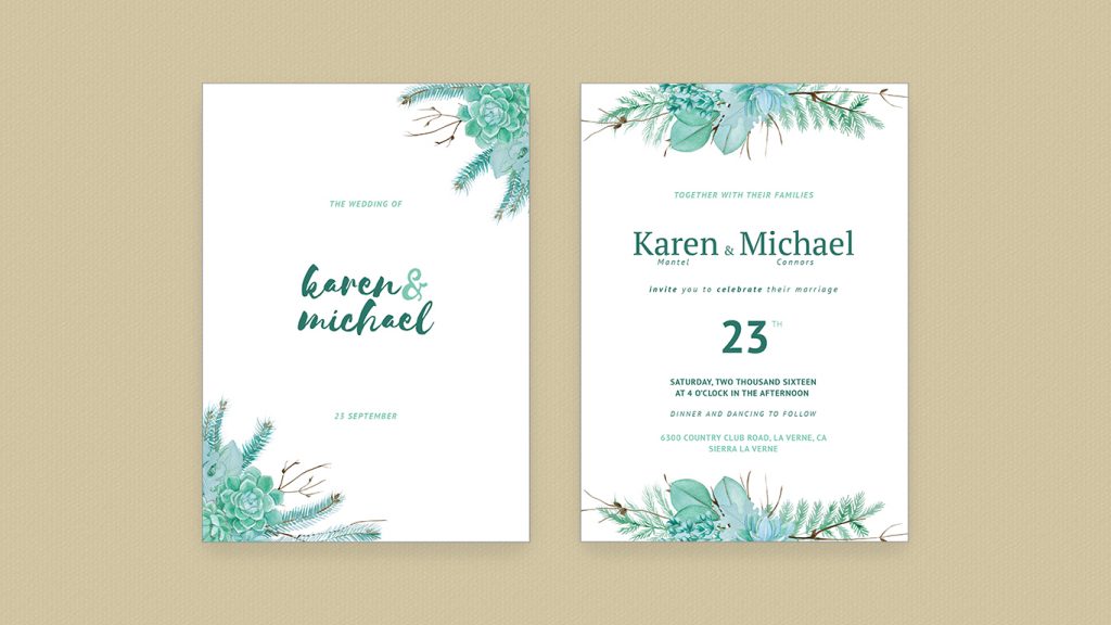 Wedding Invitation Succulent Plants